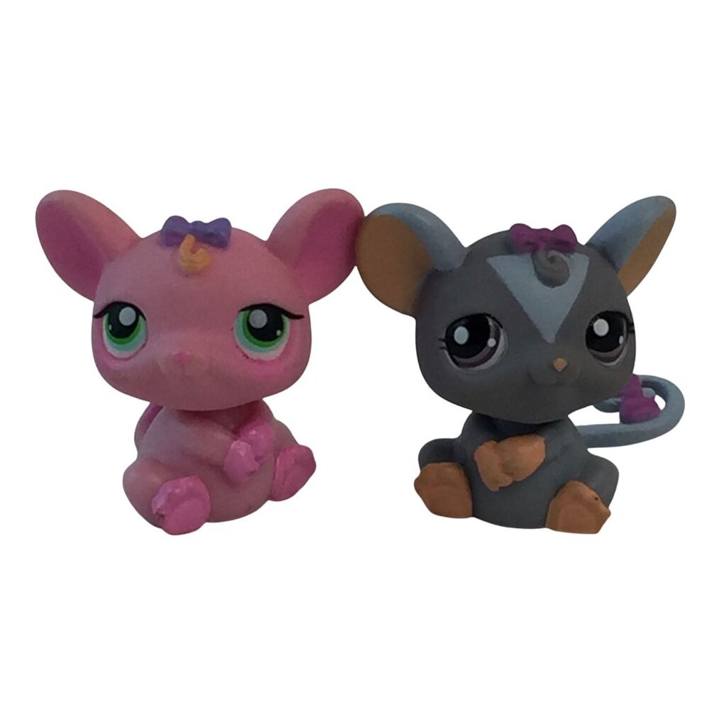 Littlest Pet‎ Shop LPS Mouse Gray #1203 Pink #303 Mice Lot of 2 Figures